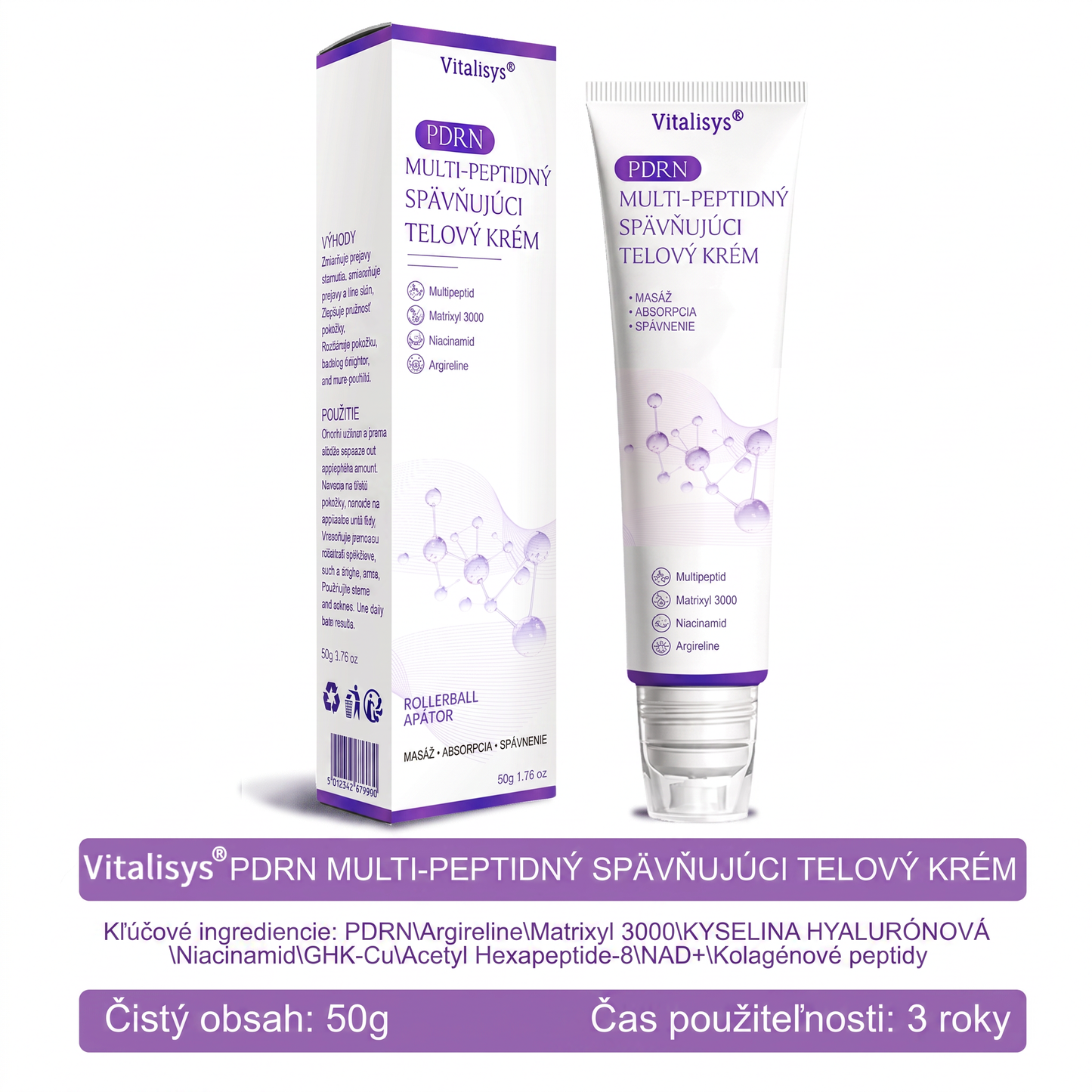 Vitalisys®❤️ PDRN Multi-Peptide Masážny telový krém s valčekom — proti starnutiu, hydratuje, spevňuje a nadvihuje pokožku, podporuje jej regeneráciu, zjednocuje tón pleti a pomáha zlepšiť vzhľad nedokonalostí a tmavých škvŕn.🍇