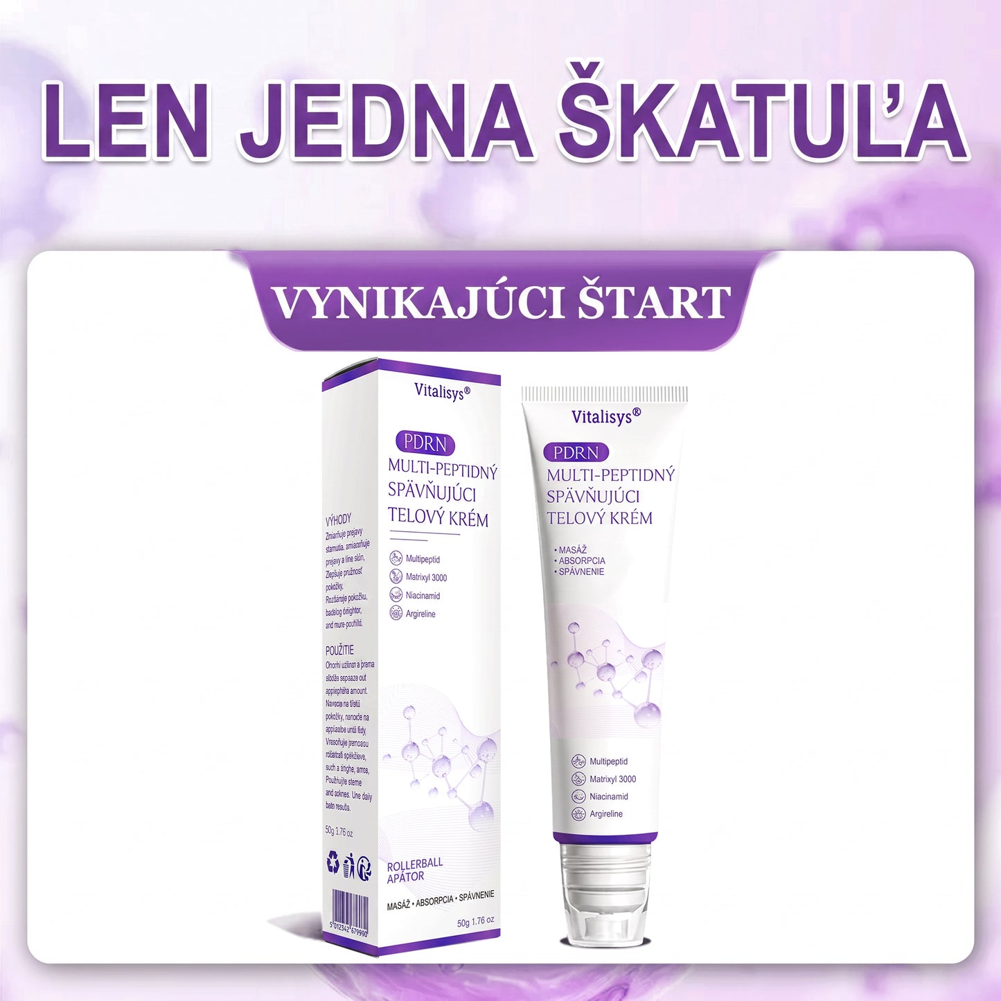 Vitalisys®❤️ PDRN Multi-Peptide Masážny telový krém s valčekom — proti starnutiu, hydratuje, spevňuje a nadvihuje pokožku, podporuje jej regeneráciu, zjednocuje tón pleti a pomáha zlepšiť vzhľad nedokonalostí a tmavých škvŕn.🍇
