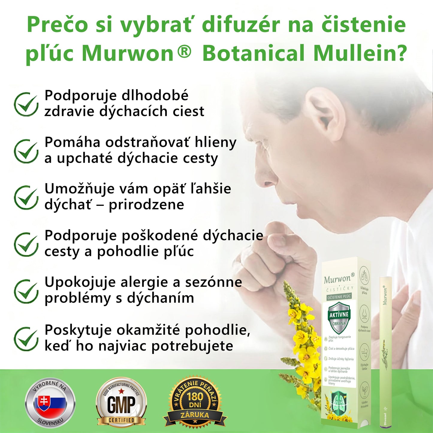 🇸🇰 Vysoko kvalitný slovenský výrobok s doručením v rámci krajiny 🏠 Murwon® bylinný inhalátor na čistenie pľúc 🍏 (👨‍⚕️ Účinná pomoc: kašeľ, zápal hrtana, krátenie dychu, hlieny, ucpaný nos, bronchitída, alergické príznaky a pľúcne ťažkosti) ❤️